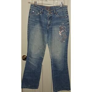 Women's Gazoz Jeans with Light Pink Bird Embroidery Size 5/6
